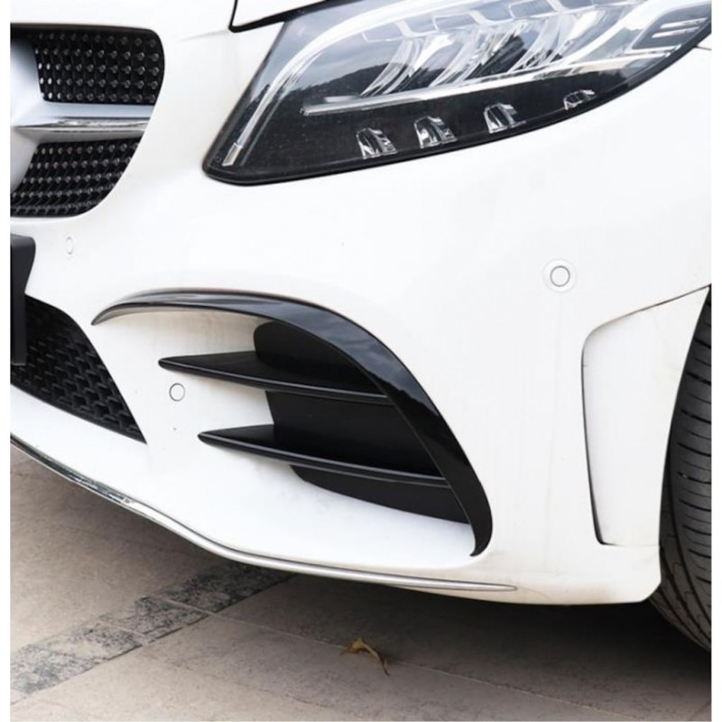 Mercedes  W205  İçin Uyumlu Ön Tampon Sis Kaş Piano Black (2015-2018)